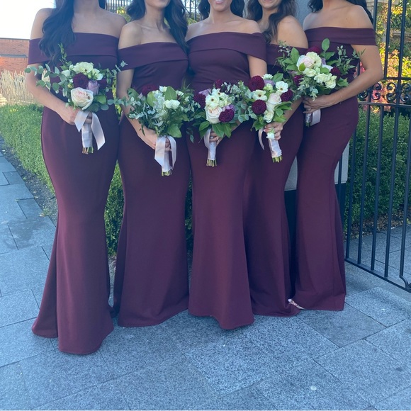 KATIE MAY OFF THE SHOULDER DEEP WINE BRIDESMAID DRESS SIZE 2,4,6,8 AVAILABLE - Picture 2 of 2